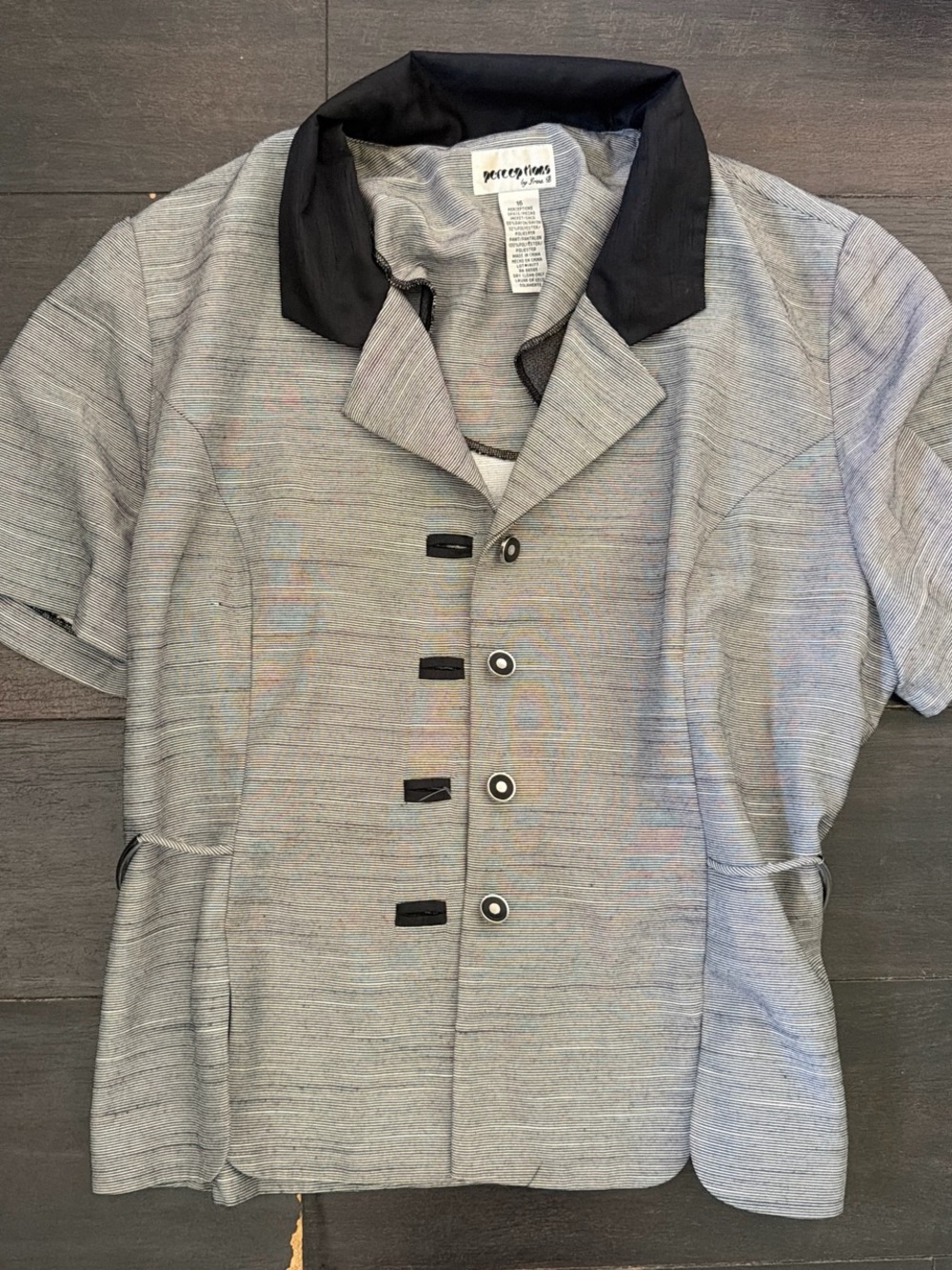 Vintage Gray Short-Sleeve Oversized Button Down Shirt Layering Loose Relaxed Fit